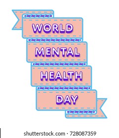 World Mental Health day emblem isolated vector illustration on white background. 10 october global healthcare holiday event label, greeting card decoration graphic element