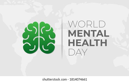 World Mental Health Day Green Background Illustration