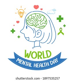 World mental health day icon illustration