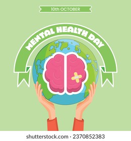 World Mental Health Day Illustration for Flyer Design, Banner, Poster, Greeting Card, or Background