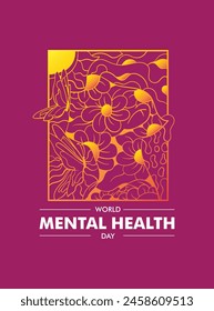 World mental health day illustration with goddess of flower sign