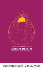 Ilustración del día mundial de la salud mental con el signo de la diosa de la flor