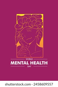 Ilustración del día mundial de la salud mental con el signo de la diosa de la flor