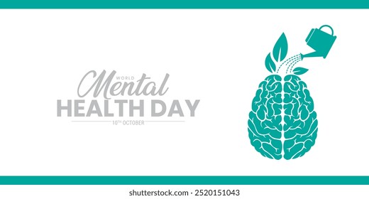 Día Mundial de la Salud Mental logo Ilustración vectorial creativo Anuncio cartel Diseño web para anuncios de redes sociales, concepto de libertad mental, salud mental, idea de trastorno cerebral. Alzheimer y Psicología 