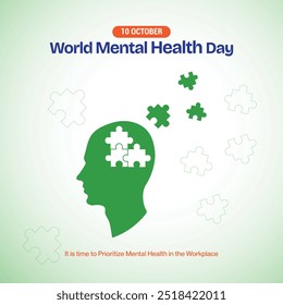 World Mental Health Day.  World Mental Health Month.  World Mental Health Day 2024, Creative banner, poster, social media post, background, template, postcard vector