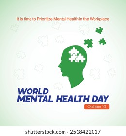 World Mental Health Day.  World Mental Health Month.  World Mental Health Day 2024, Creative banner, poster, social media post, background, template, postcard vector