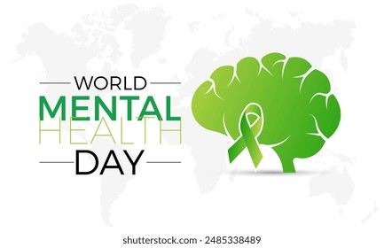 world mental health day observed on october 10. Health Care concept Greeting card, poster, Ribbon, banner, Vector Template.