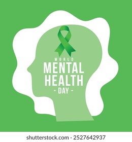 world mental health day observed on october 10. Health Care concept Greeting card, poster, Ribbon, banner, Vector Template.