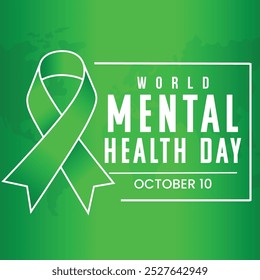 world mental health day observed on october 10. Health Care concept Greeting card, poster, Ribbon, banner, Vector Template.