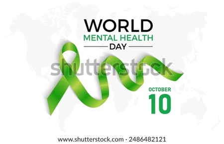 world mental health day observed on october 10. Health Care concept Greeting card, poster, Ribbon, banner, Vector Template.