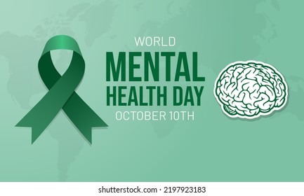 Día Mundial de la Salud Mental 10 de octubre ilustración sobre el diseño de fondo verde aislado