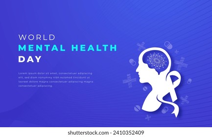 World Mental Health Day Paper cut style Vector Design Illustration for Background, Poster, Banner, Advertising, Greeting Card