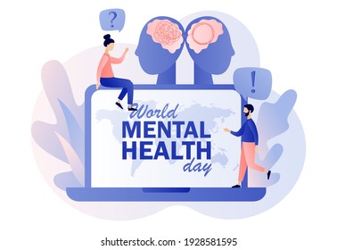 World mental health day. Psychotherapy practice, psychological help, psychologist service, psychologist online. Psychology without borders. Modern flat cartoon style. Vector illustration