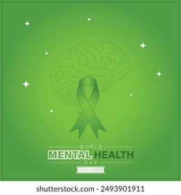 World mental health day suitable for mental health day celebration. flat template design vector illustration.