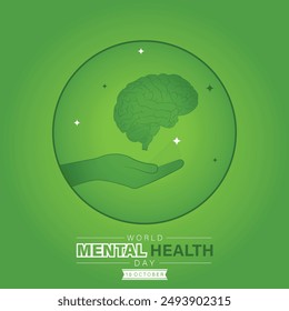 World mental health day suitable for world mental health day celebration. flat template design vector illustration.