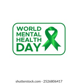 World mental health day text vector with ribbon for mental health awareness