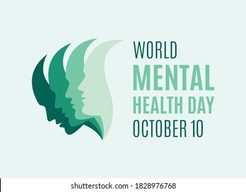 World Mental Health Day Vector. Head Of A Man With Mental Illness Vector. Man Face With Depression Vector. People With Depression Icon. Sadness Abstract Vector. Mental Health Day Poster, October 10