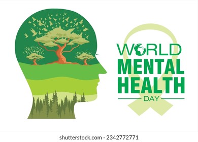 World Mental Health Day vector illustration. Celebrating world health day. Care for the mental health of people around the world