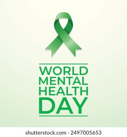 Plantilla de diseño de Vector del Día Mundial de la Salud Mental buena para el uso de la celebración. Día Mundial de la Salud Mental. Diseño de cinta verde. diseño plano. eps 10