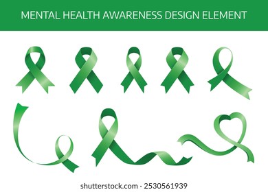 World Mental Health Day vector design template good for celebration usage. World Mental Health Day design. Green ribbon design. flat design. eps 10