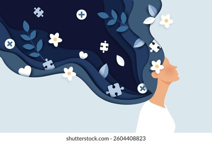 World Mental Health Day Vector Illustration on October 10 featuring Mental Health Awareness.