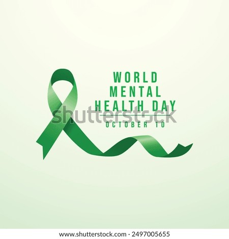 World Mental Health Day vector design template good for celebration usage. World Mental Health Day design. Green ribbon design. flat design. eps 10