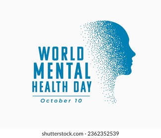 world mental heath day background with particle art human head vector