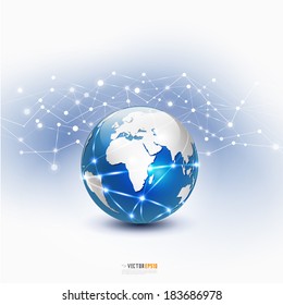 World mesh network technology concept, vector illustration