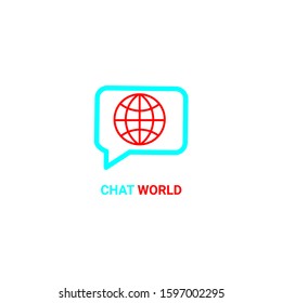 world message logo shaped globe in the chat symbol