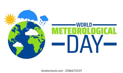 World Meteorological Day background banner or poster design template. observed every year in March. Holiday concept. Use to any Template, card, poster, placard, template.