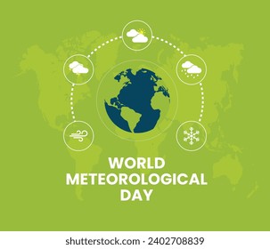 World Meteorological Day, banner, poster, social media post, vector illustration, World Weather Day, awareness, 23rd March, observance, international, typography, web banner, brochure, flyer