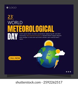 World Meteorological Day is celebrated annually on March 23rd to recognize the importance of meteorology in weather forecasting, climate monitoring, and disaster prevention.