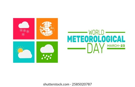 World Meteorological Day is celebrated in March. This holiday-themed design is perfect for backgrounds, banners, greeting cards, posters with text inscription, Classic social media posts.