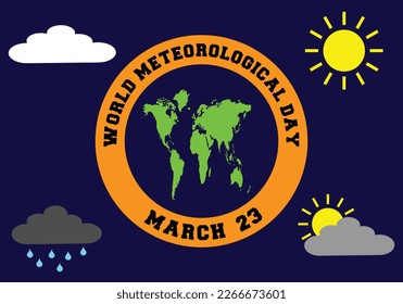 World meteorological day celebration banner on dark blue background.