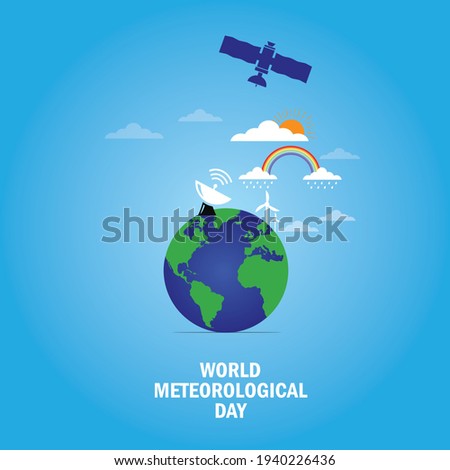 World Meteorological Day. Globe planet earth silhouette. Meteorological Day Poster, March 23. Important day. vector illustration.