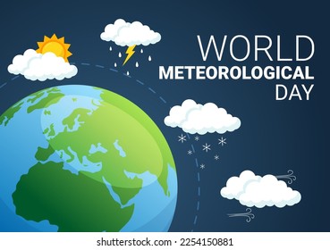 World Meteorological Day Illustration with Meteorology Science and Researching Weather in Flat Cartoon Hand Drawn for Landing Page Templates