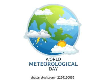 World Meteorological Day Illustration with Meteorology Science and Researching Weather in Flat Cartoon Hand Drawn for Landing Page Templates