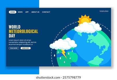 World Meteorological Day Illustration for Social Media Landing Page in Hand Drawn Style