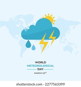 World Meteorological Day - March 23, Social Media Post, Special Days, Weather, Climate, World Vector template
