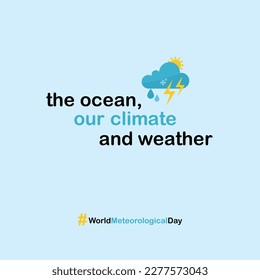 World Meteorological Day March 23, Weather, climate, ocean, Nature 
Vector Design Template, Social Media Post
