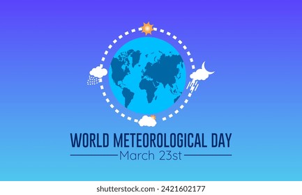 World Meteorological Day Observed every year of March 23rd, Vector banner, flyer, poster and social medial template design.