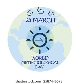 World Meteorological Day Observed every year of March 23rd, Vector ,banner, flyer, poster and social medial template, social media post design
