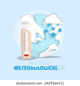 Cartel del Día Meteorológico Mundial con clima frío en la tierra