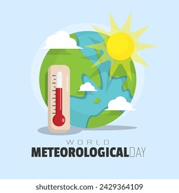 World Meteorological Day poster with hot weather on earth