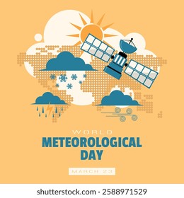 World Meteorological Day Poster. Satellites provide information about the weather