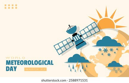 World Meteorological Day Poster. Satellites provide information about the weather