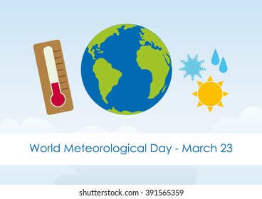 World Meteorological Day. Vector illustration for World Meteorological Day. Festive card. Vector background with the weather