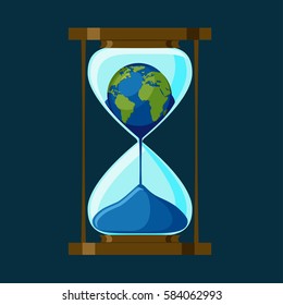 World Meteorology Day greeting card. The planet Earth half under the shining sun and half under the rain and clouds isolated on dark blue background. Cartoon vector illustration in flat style.