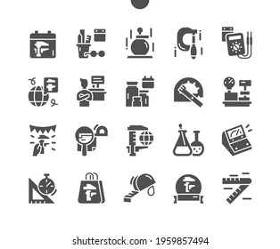World Metrology Day 20 May. Scientist, multimeter and micrometer. Calendar. Twentieth of april. Holiday. Scientific discoveries. Vector Solid Icons. Simple Pictogram