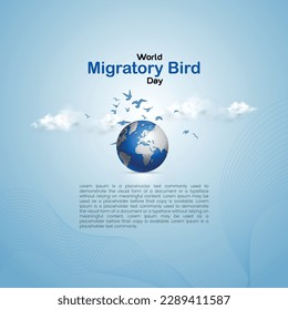 World Migratory Bird Day creative. illustration vector graphic of a group of birds flying over the forest, perfect for world migratory bird day, celebrate, greeting card, etc.